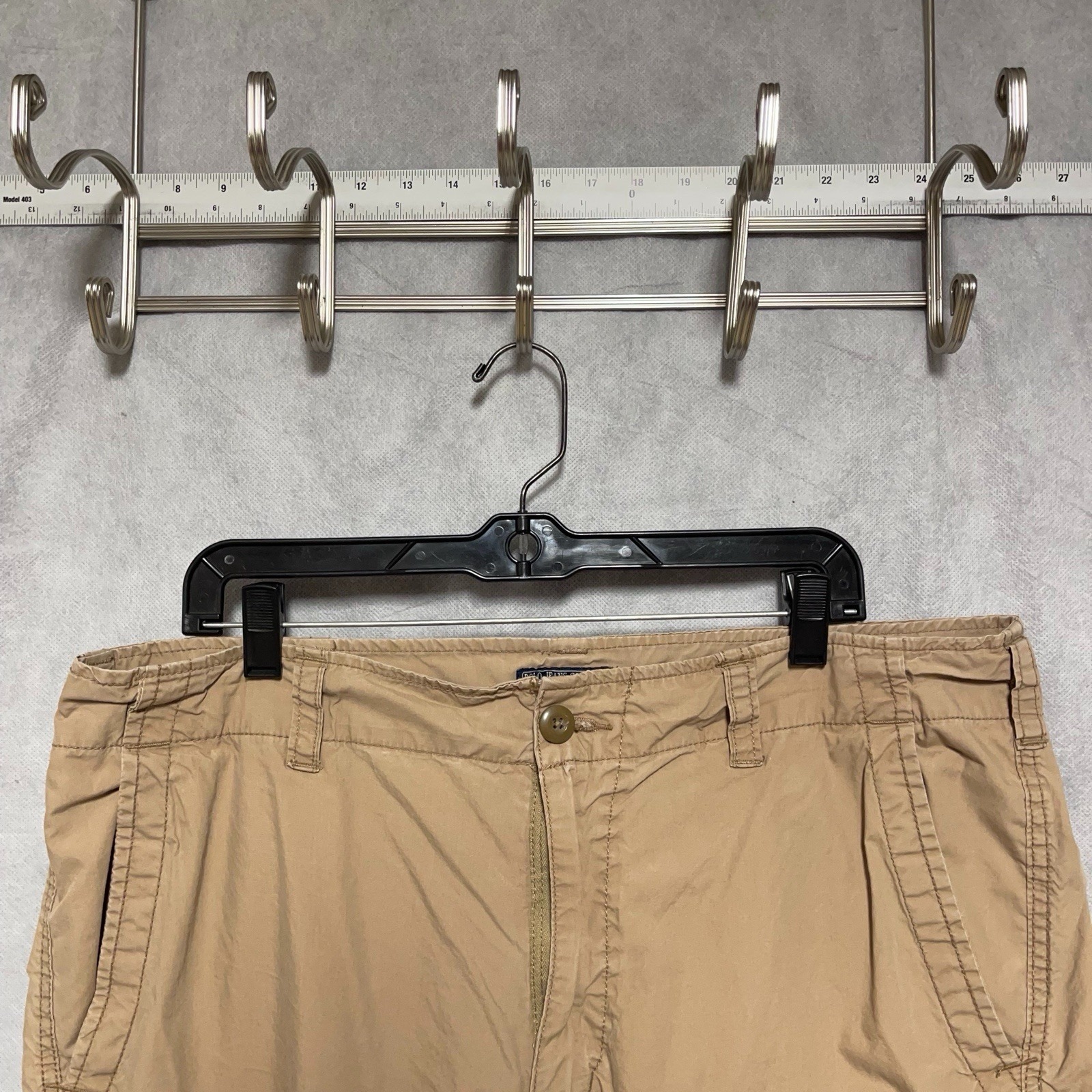 Vtg Polo Jeans Co Pants Men 38x32 Beige Cargo Military Paratrooper Lightweight